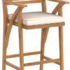 Set of 2 Outdoor Acacia Wood Bar Stools Bar Chairs