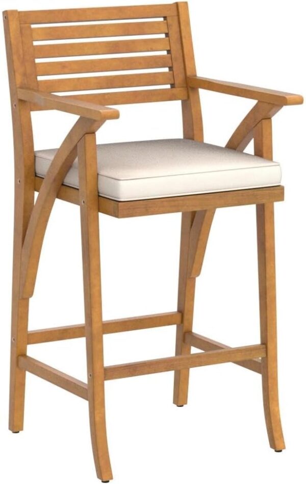Set of 2 Outdoor Acacia Wood Bar Stools Bar Chairs