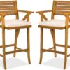 Set of 2 Outdoor Acacia Wood Bar Stools Bar Chairs