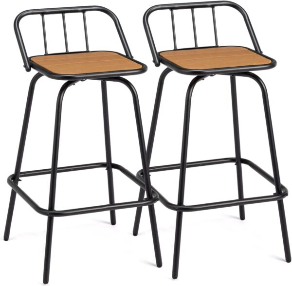 2 PCS Outdoor Swivel Bar Stools