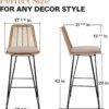 400lbs Capacity Rattan Bar Stools Set of 2