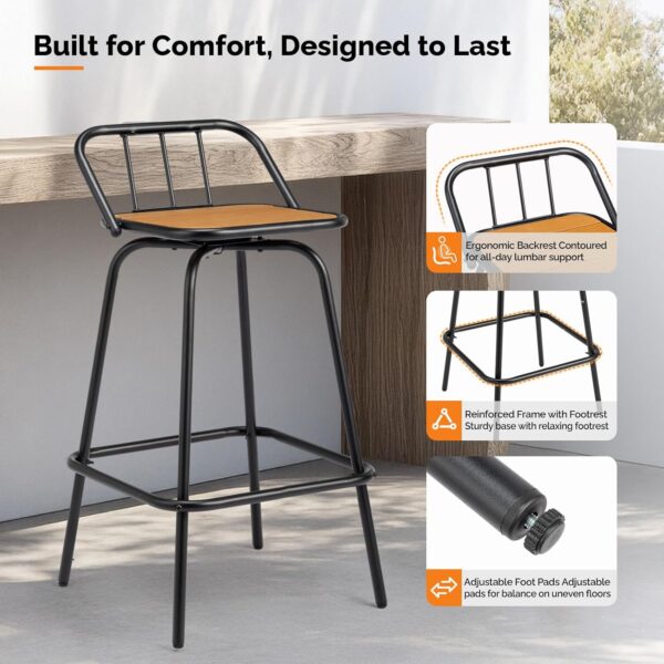 2 PCS Outdoor Swivel Bar Stools