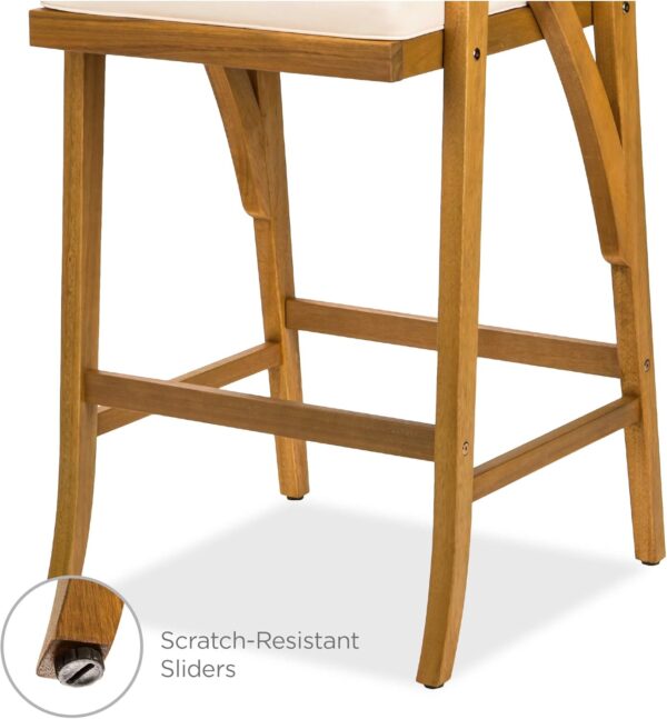 Set of 2 Outdoor Acacia Wood Bar Stools Bar Chairs