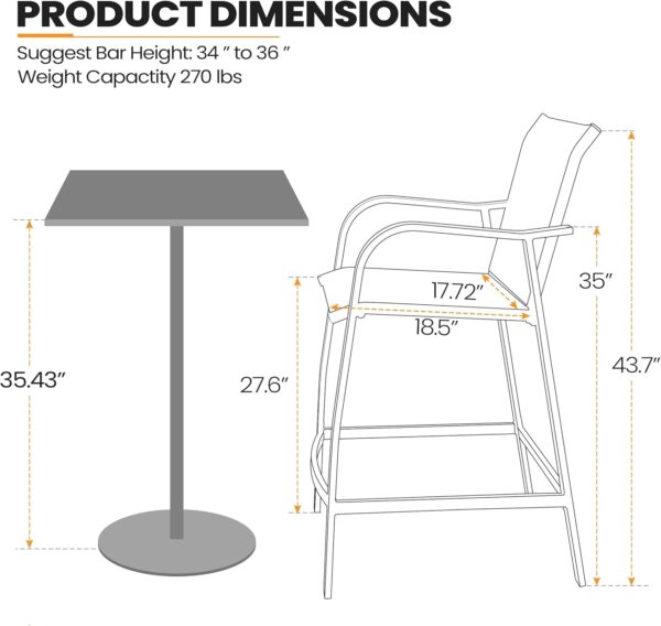 Outdoor Bar Stools Set of 2
