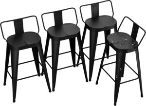 26inch Outdoor Metal Bar Stools Set of 4 Patio Stool Counter Height
