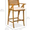 Set of 2 Outdoor Acacia Wood Bar Stools Bar Chairs