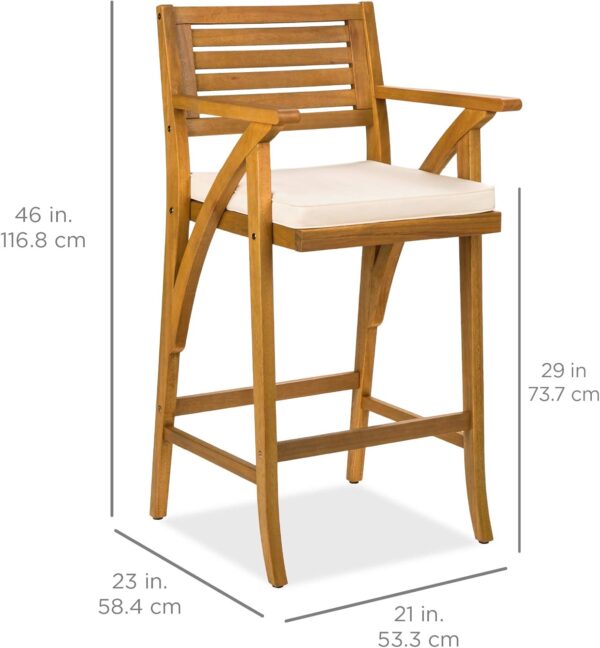Set of 2 Outdoor Acacia Wood Bar Stools Bar Chairs