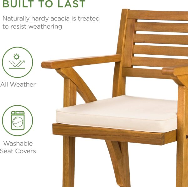 Set of 2 Outdoor Acacia Wood Bar Stools Bar Chairs