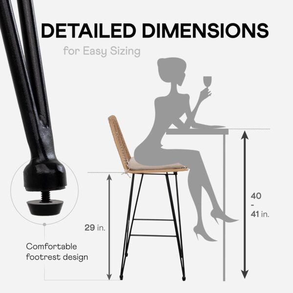 400lbs Capacity Rattan Bar Stools Set of 2