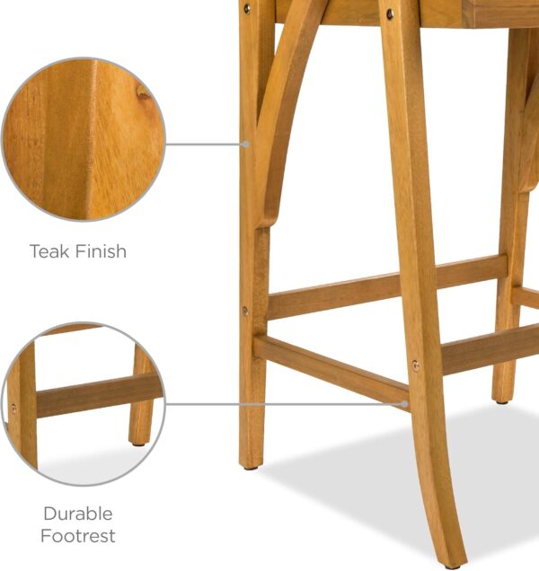 Set of 2 Outdoor Acacia Wood Bar Stools Bar Chairs