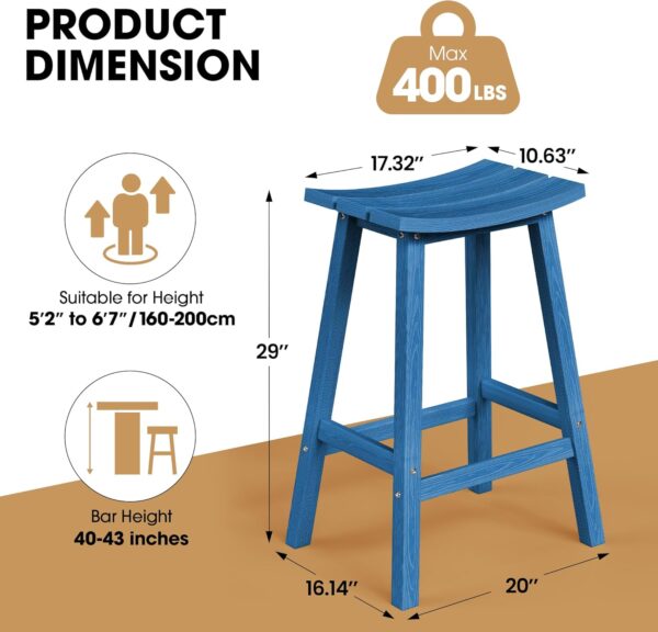 71nrQ-TRsL._AC_SL1500_.jpg 2 Set 29" Outdoor Bar Stools Heavy Duty HDPE Outdoor Stools Weatherproof