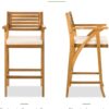 Set of 2 Outdoor Acacia Wood Bar Stools Bar Chairs