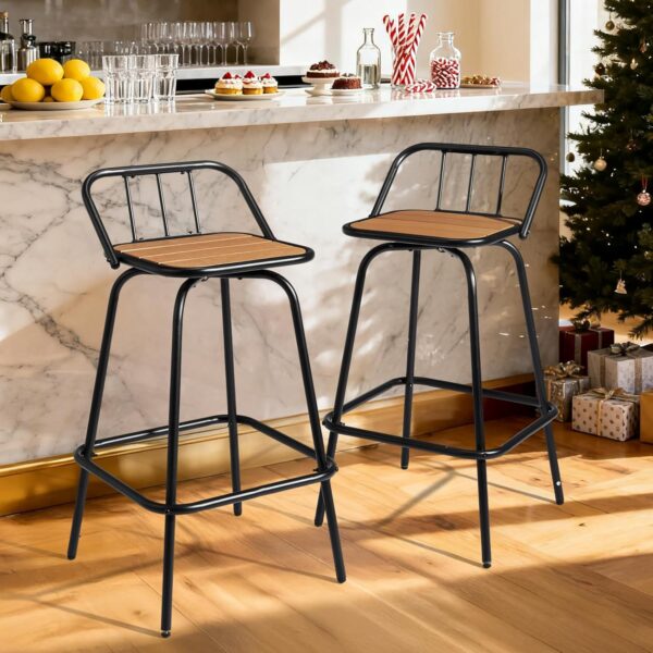2 PCS Outdoor Swivel Bar Stools